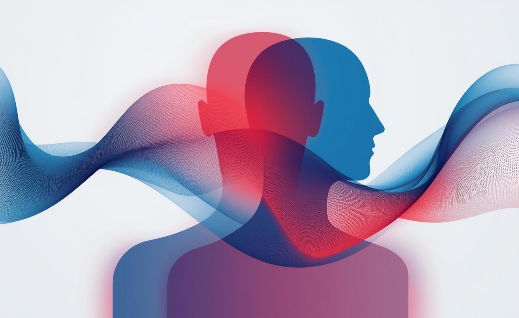 Abstract illustration of human silhouette with flowing waves