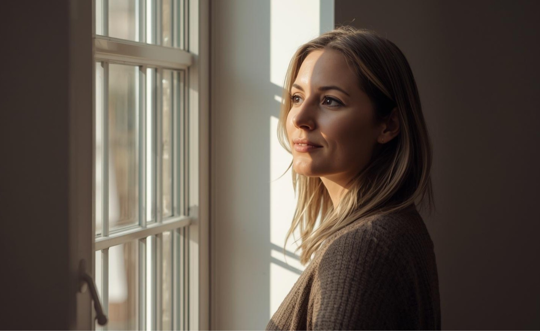 Image of woman reflecting on life