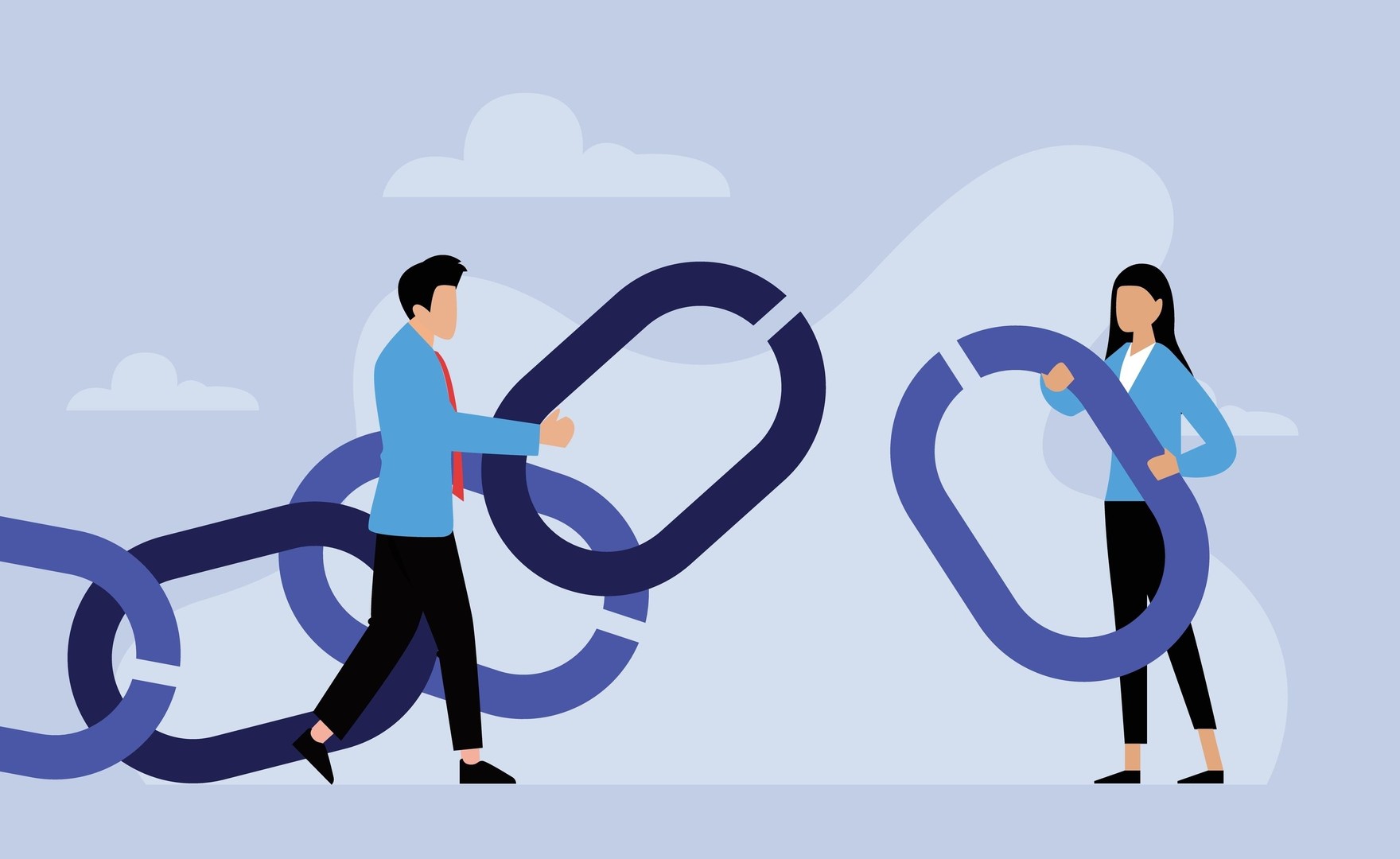Person holding a chain and person with a missing link
